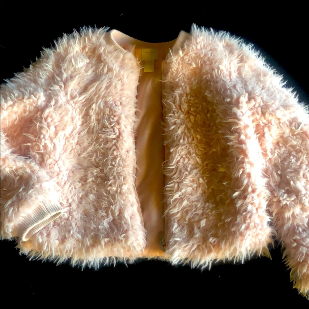 Girls pink teddy bomber jacket